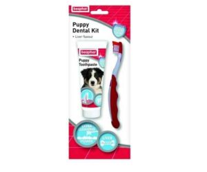 Четка и паста за зъби за кучета, Beaphar Puppy Dental Kit, 50гр