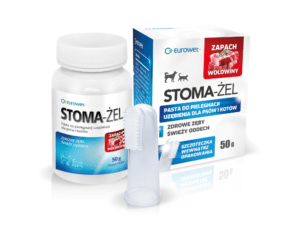 STOMA-GEL, паста за зъби с вкус на говеждо, за кучета и котки, с напръстник, 50гр