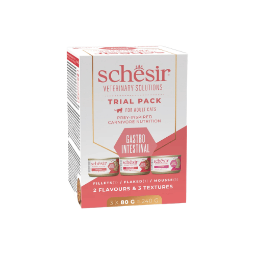 Schesir Gastrointestinal Trial Pack – пробен комплект 3x80 г за котки Schesir Gastrointestinal Trial Pack – пробен комплект 3x80 г за котки